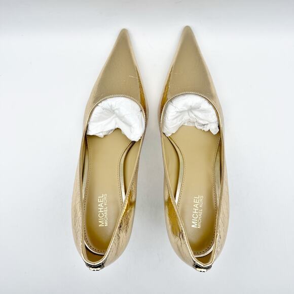 Michael Kors Womens Luna Mid Pumps US 6M EU 36.5 Gold Leather NIB - Picture 10 of 12